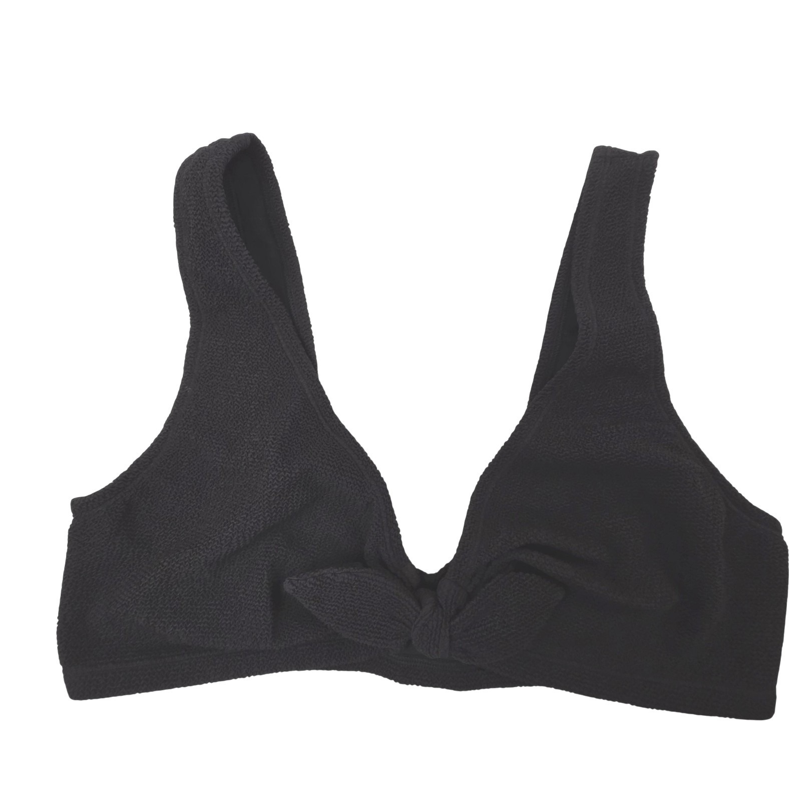 & Other Stories Swim Top Womens 12 Black Textured Bralette Tie Front Lined Nwt